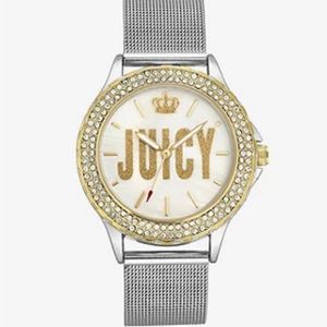 NEW! Juicy Couture Women’s Black Label Two-Tone White/Gold Dial Bracelet Watch